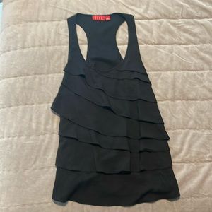 Black tank, ruffled layers on front, black, size M